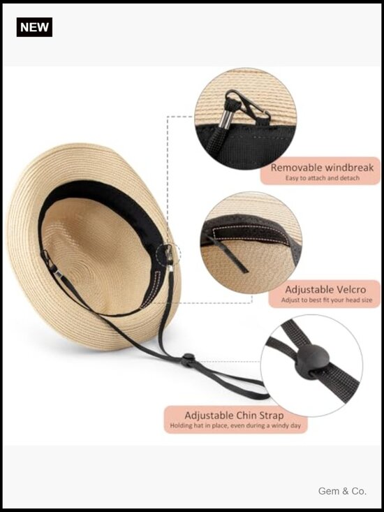 Wide Brim Straw Sun Hat UPF 50+ Roll Up Travel Panama Hat Breathable main image 2